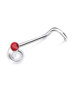 Stone Set 6 Silver Curved Nose Stud NSKB-665